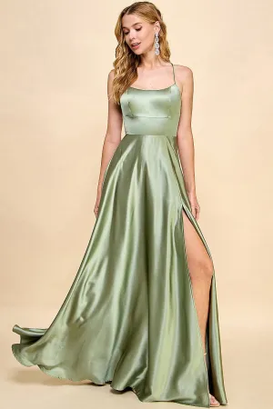 PRE-ORDER: Catalina Satin Dress in Sage