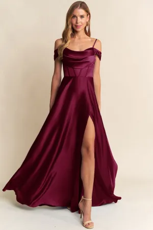 PRE-ORDER: Victoria Satin Dress in Wine