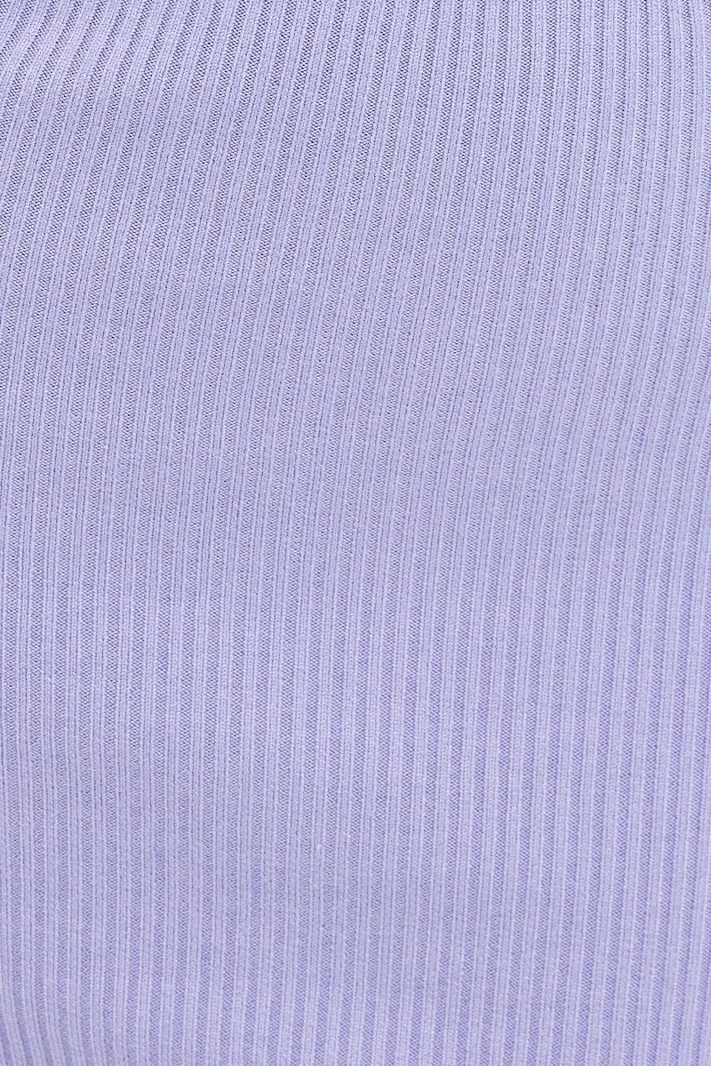 Purple Knit Dress Midi Long Sleeve Cut Out