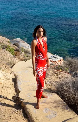 Red Flowing Jumpsuit