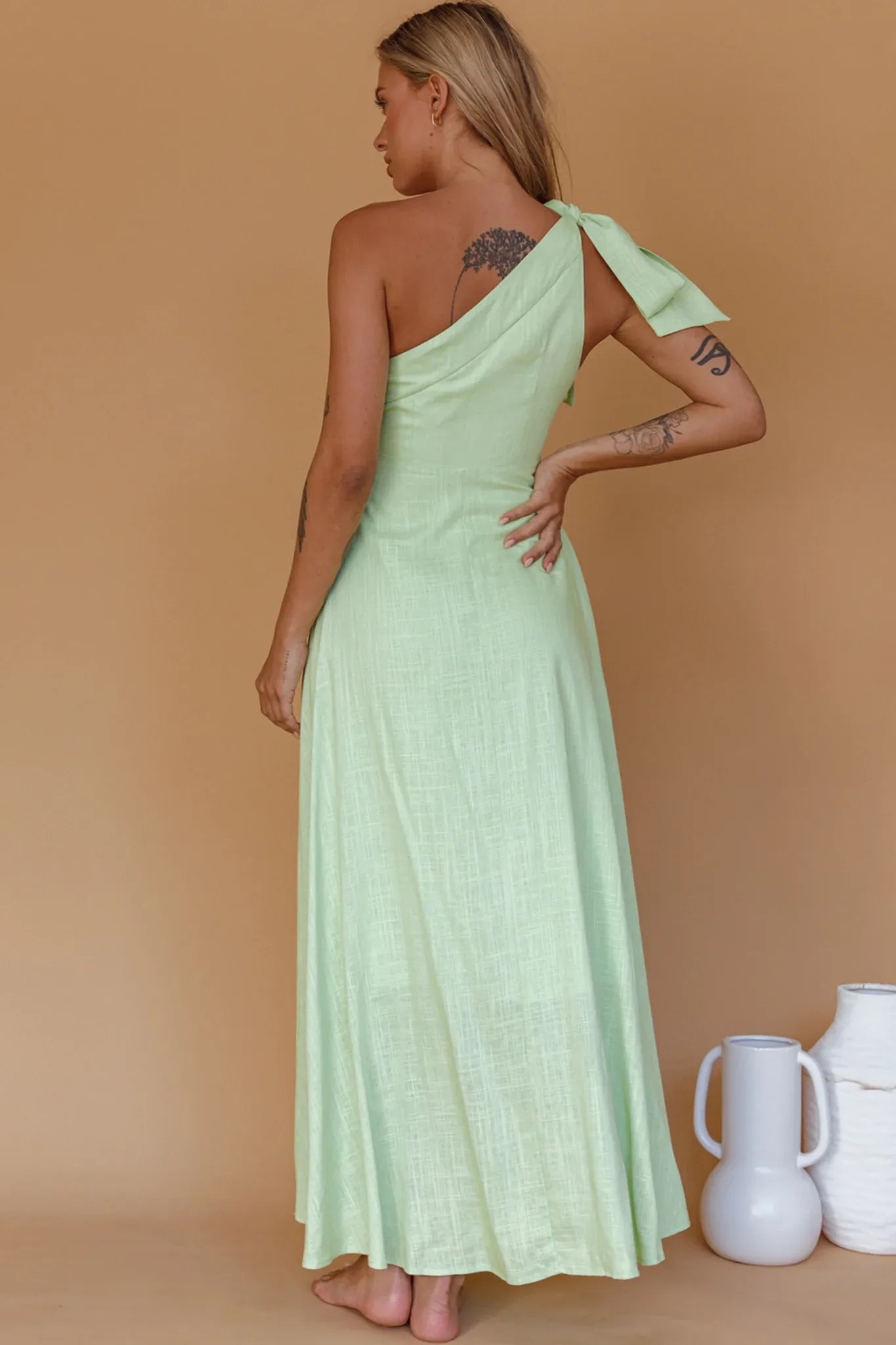 Rigel One-Shoulder Maxi Dress Apple