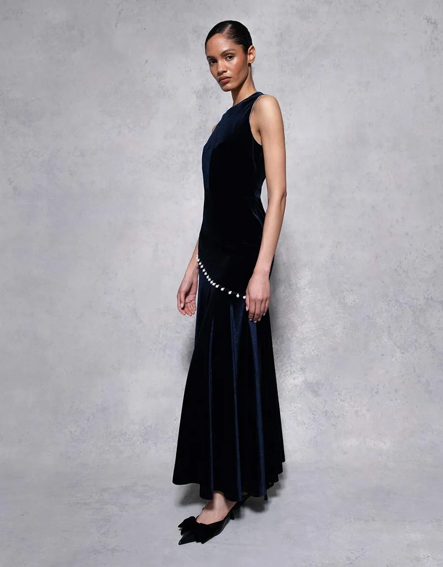 Sole Velvet Maxi Dress - Navy - SALE
