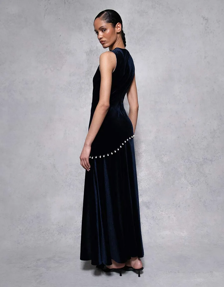 Sole Velvet Maxi Dress - Navy - SALE