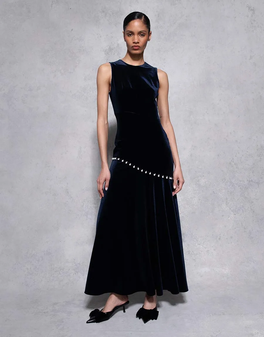 Sole Velvet Maxi Dress - Navy - SALE