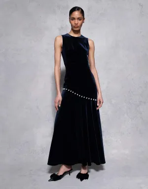 Sole Velvet Maxi Dress - Navy - SALE