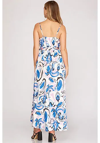 Straw Hat and Mocktail Dress in Blue Blush