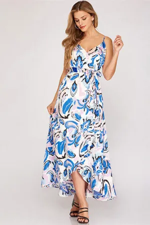 Straw Hat and Mocktail Dress in Blue Blush