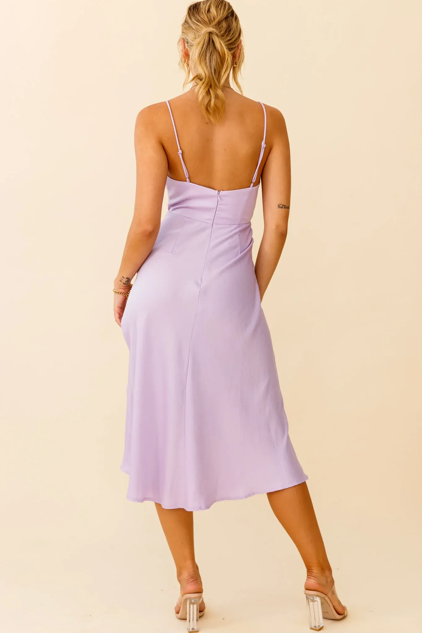 Suki Front Split Midi Dress Lilac
