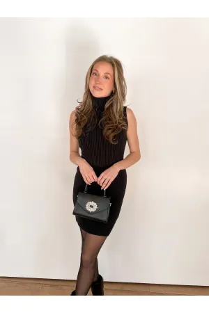 Sweater Weather Mini Dress- Black