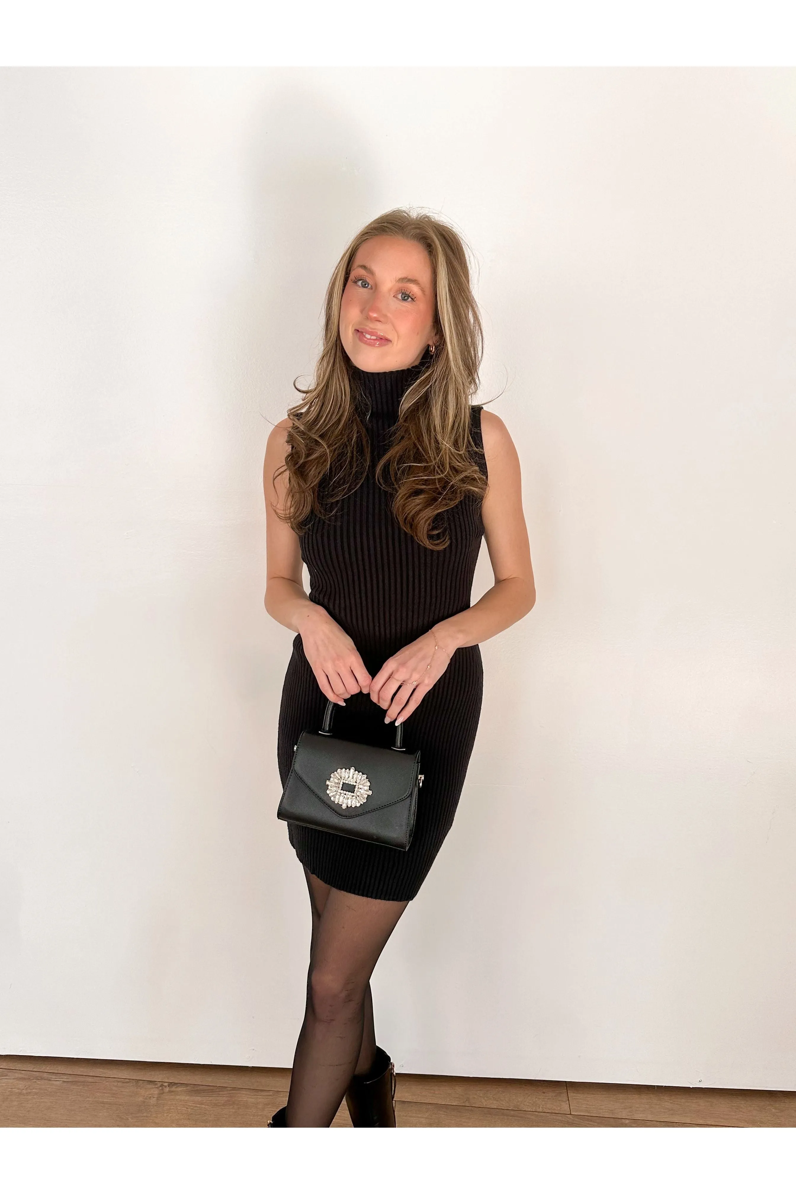 Sweater Weather Mini Dress- Black