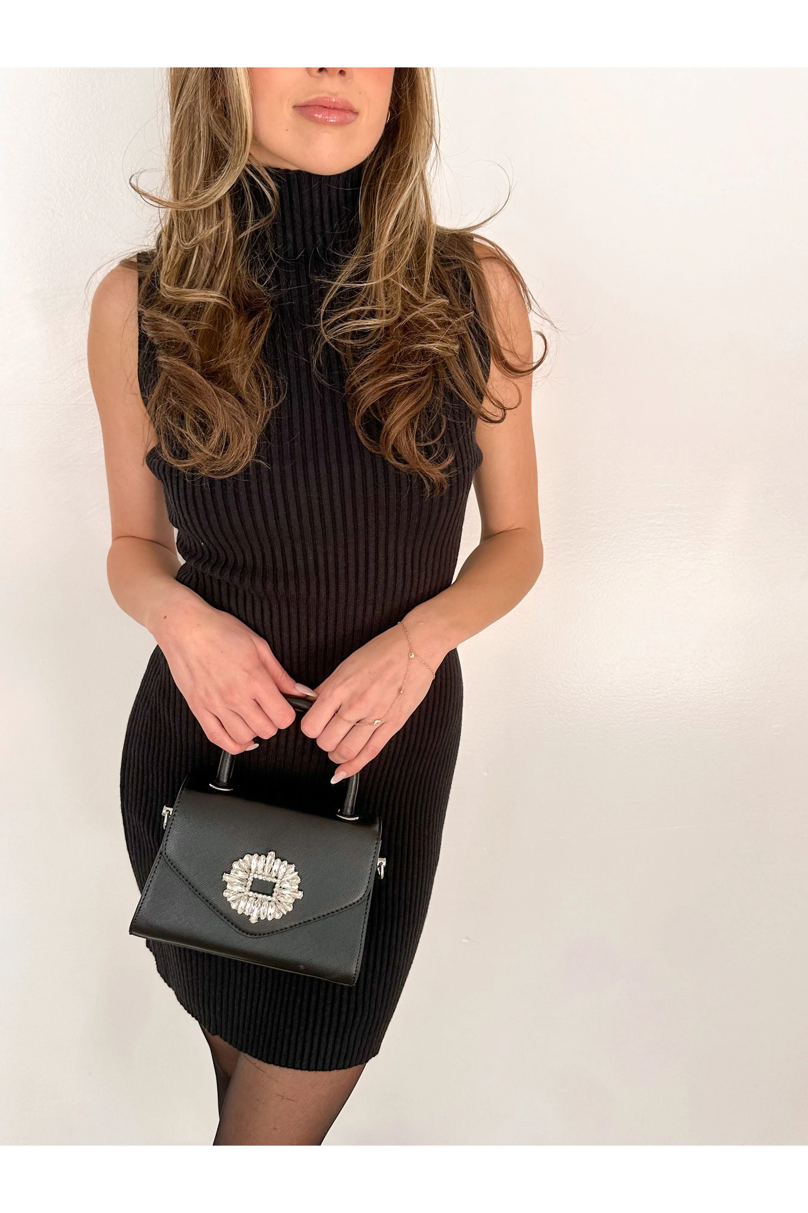 Sweater Weather Mini Dress- Black