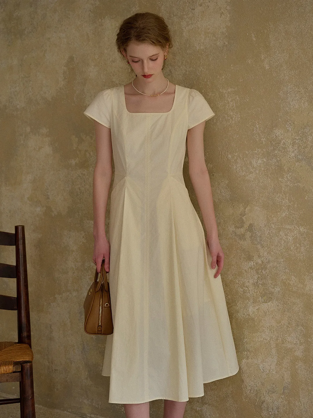 Sylvia Simple Square Neck 100% Cotton Dress