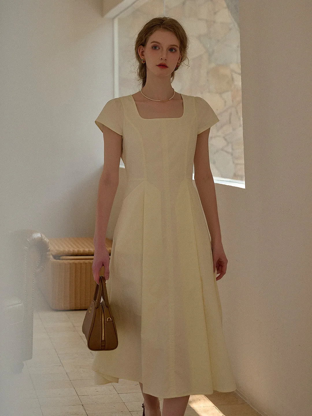 Sylvia Simple Square Neck 100% Cotton Dress