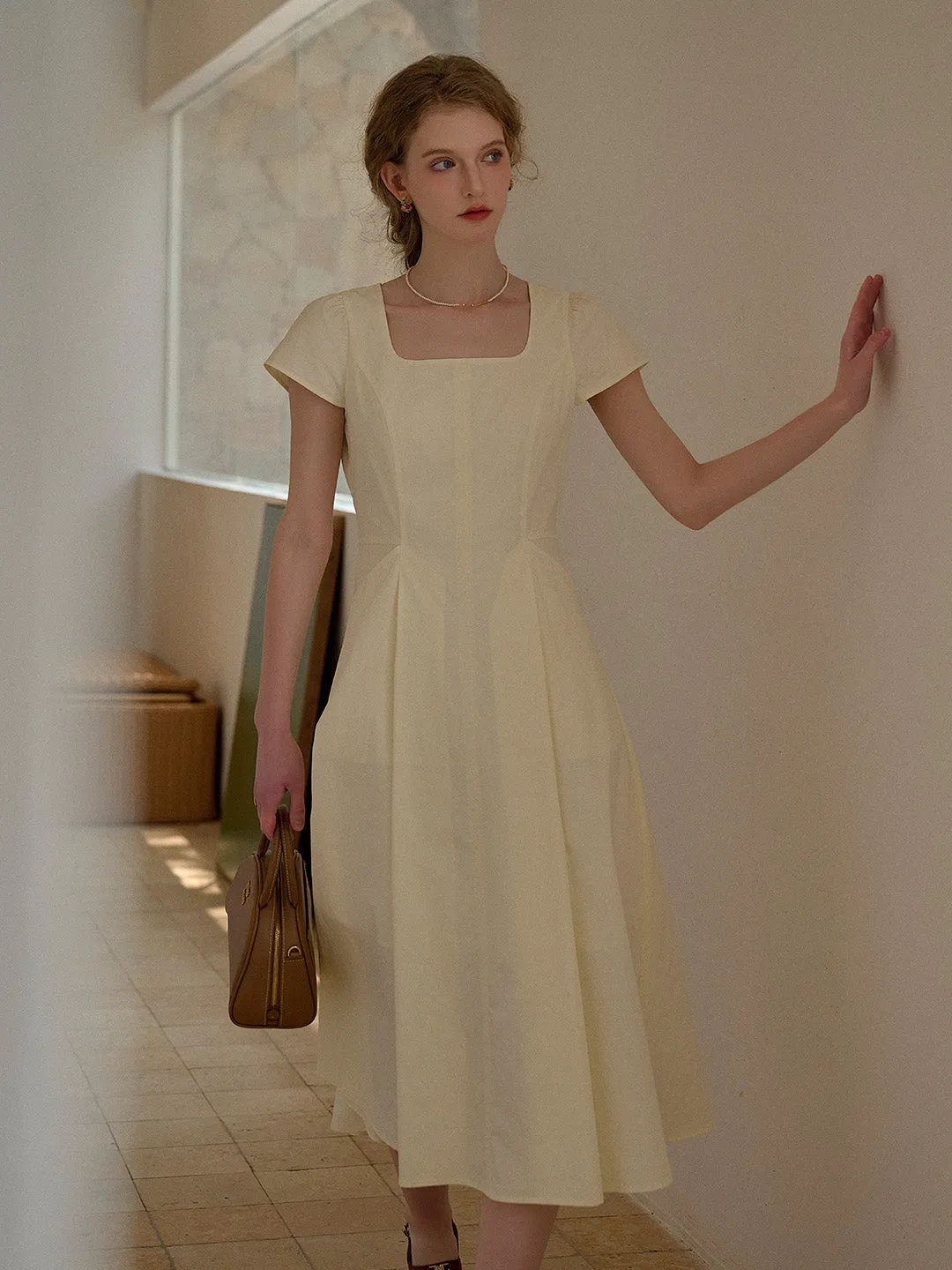 Sylvia Simple Square Neck 100% Cotton Dress