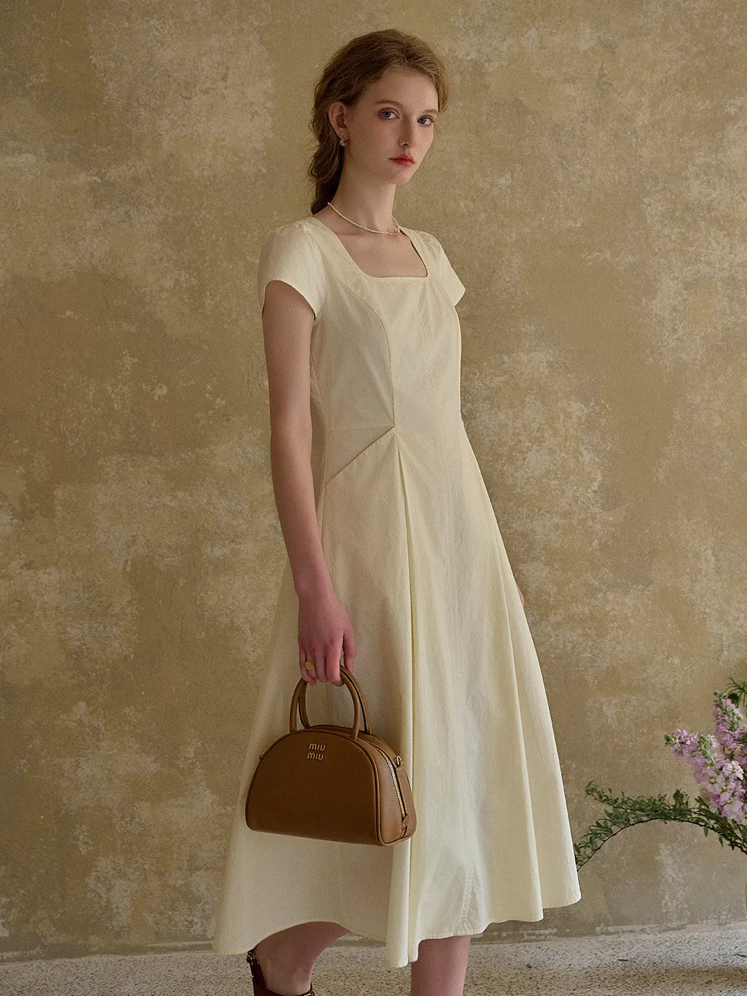 Sylvia Simple Square Neck 100% Cotton Dress