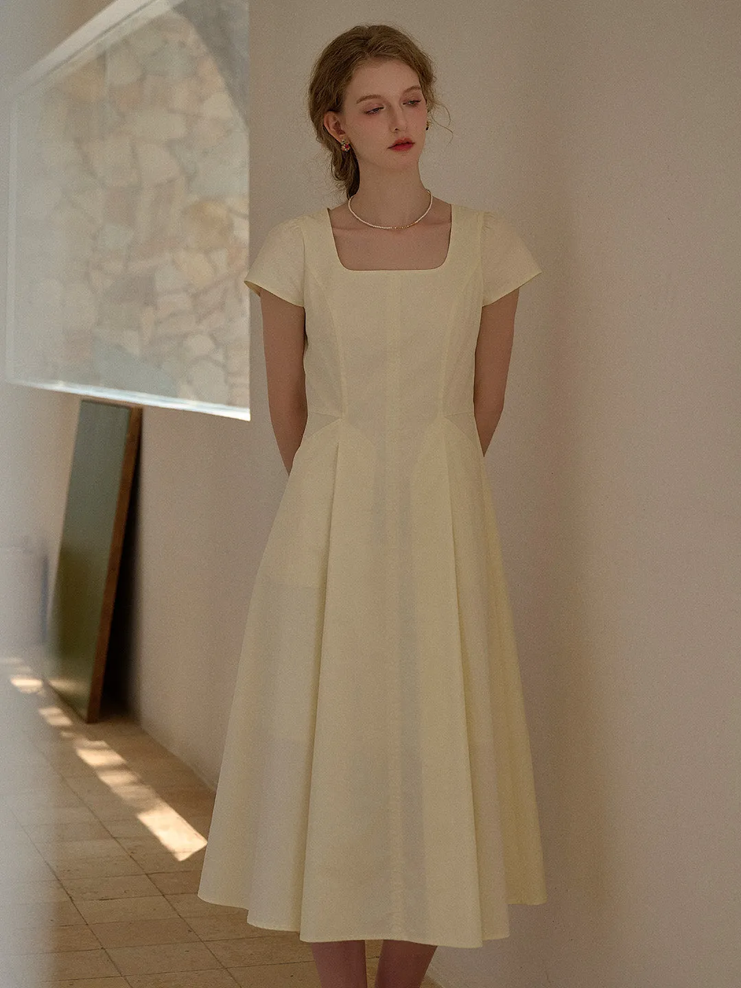 Sylvia Simple Square Neck 100% Cotton Dress