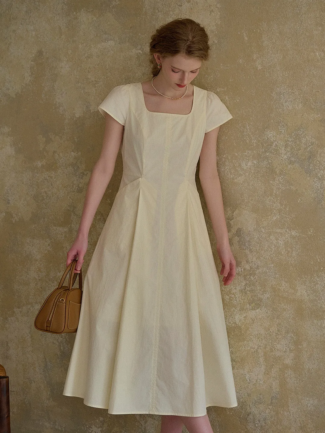 Sylvia Simple Square Neck 100% Cotton Dress