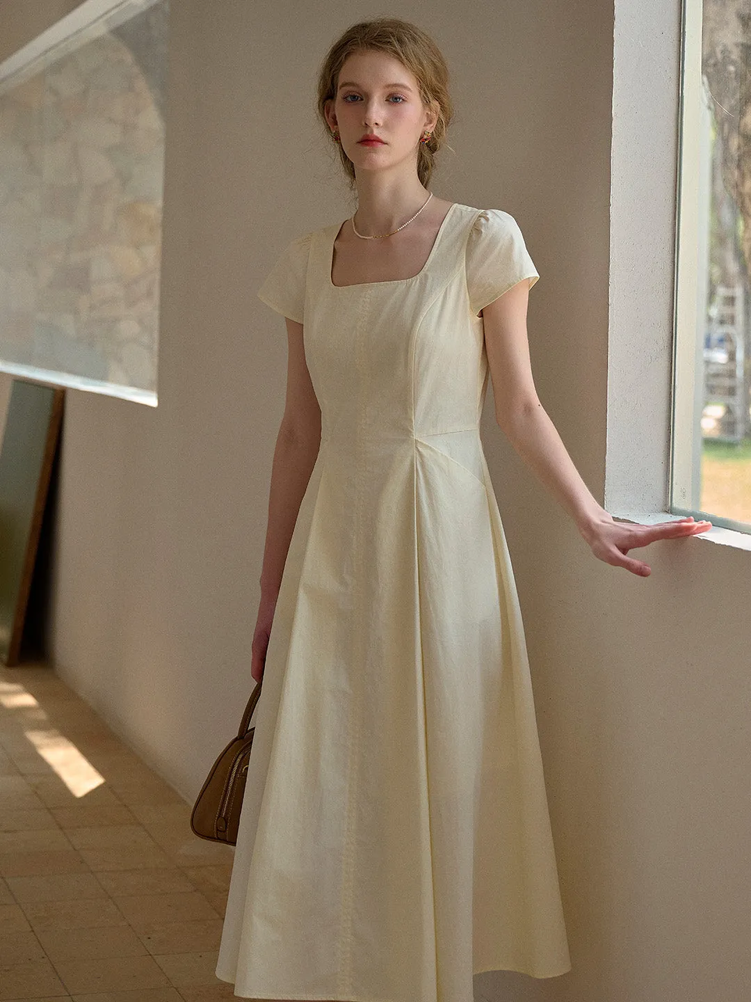 Sylvia Simple Square Neck 100% Cotton Dress