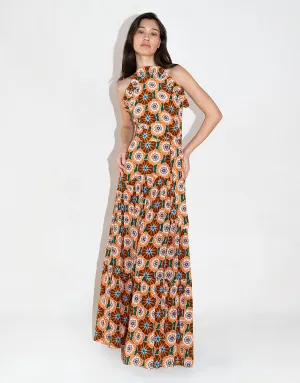 Tatiana Crepe Maxi Dress - Flower Pop Orange - SALE