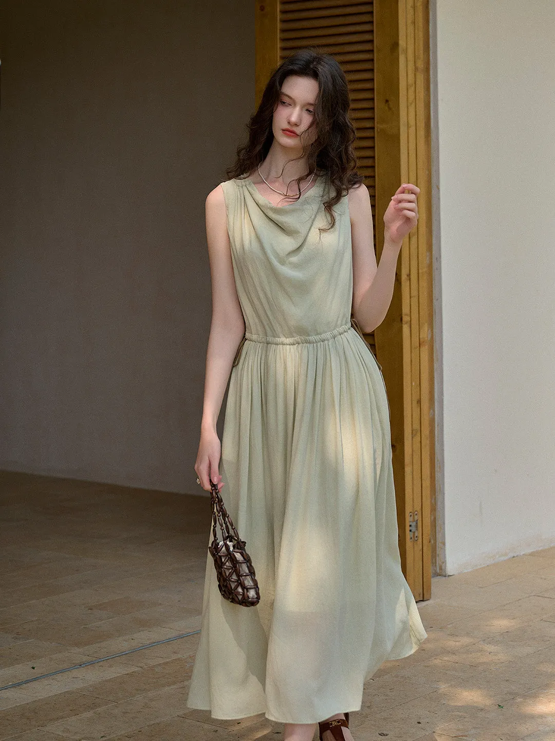 Tatum Cowl Neck Waist Sleeveless Dress