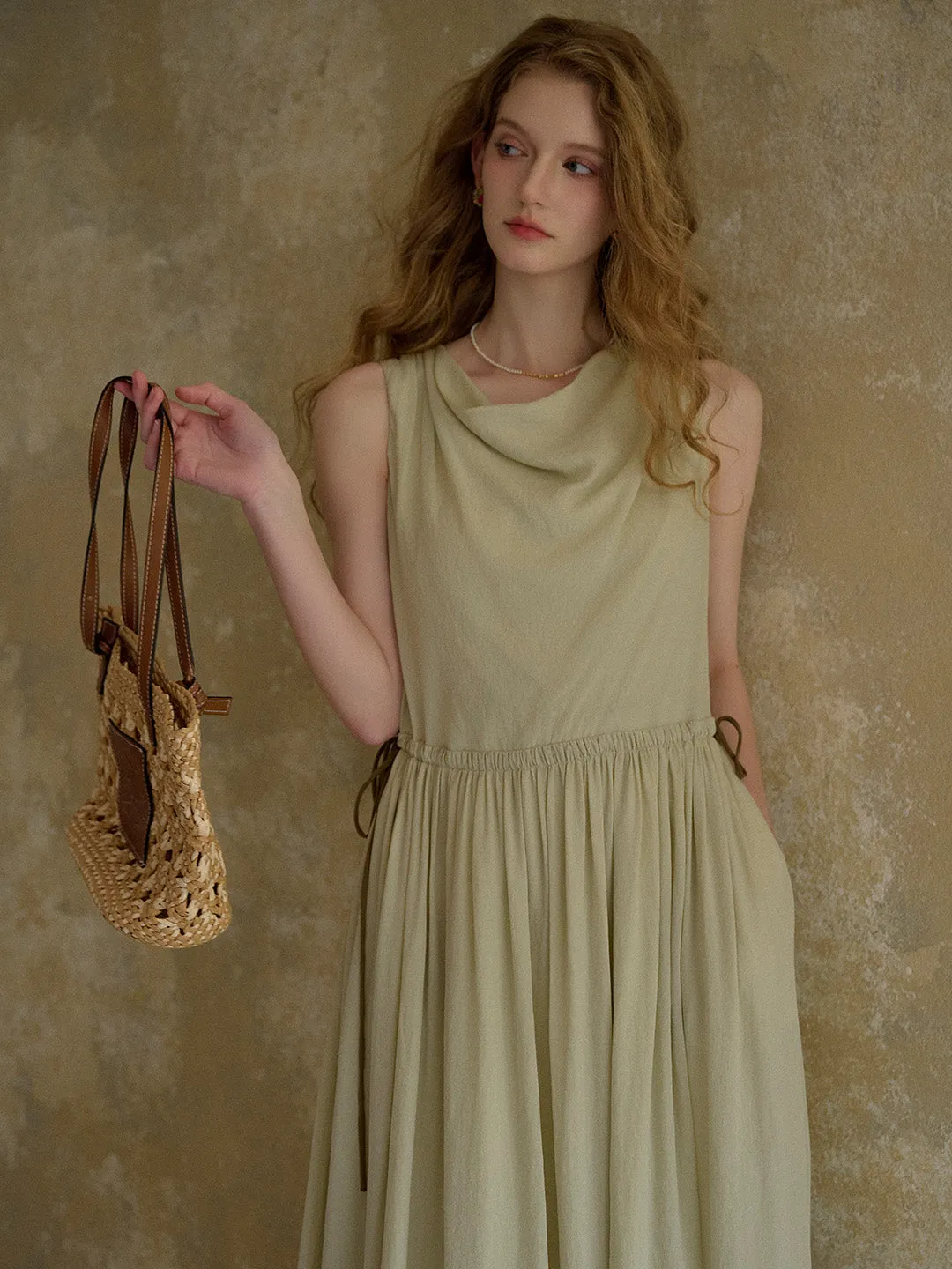 Tatum Cowl Neck Waist Sleeveless Dress
