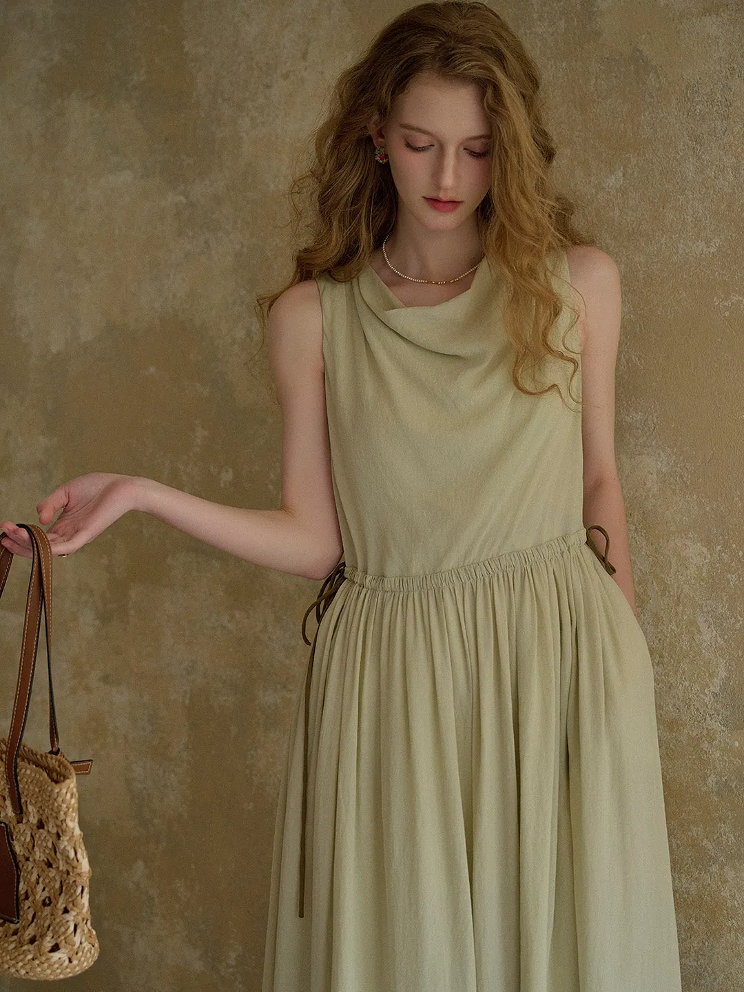 Tatum Cowl Neck Waist Sleeveless Dress