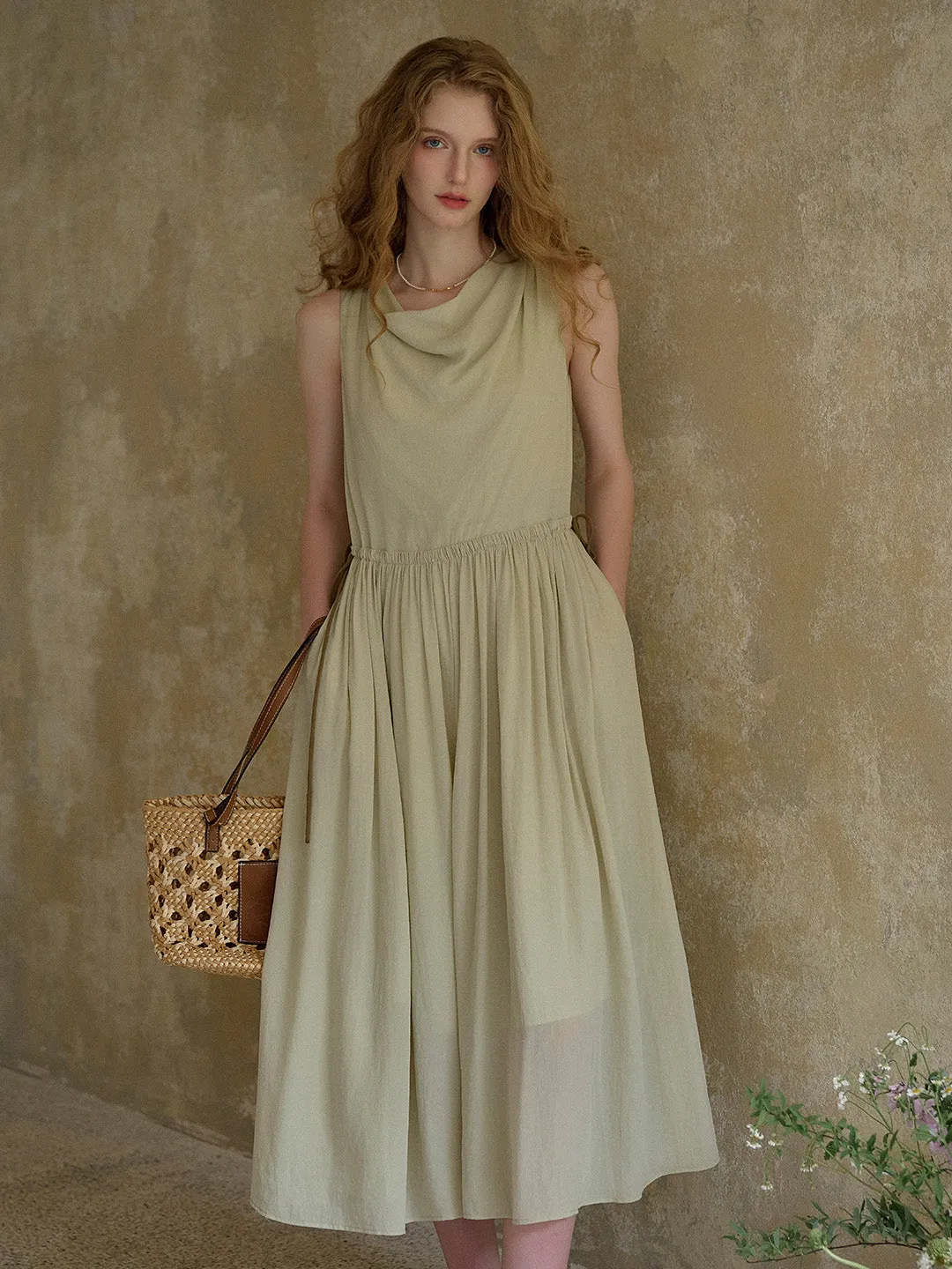 Tatum Cowl Neck Waist Sleeveless Dress