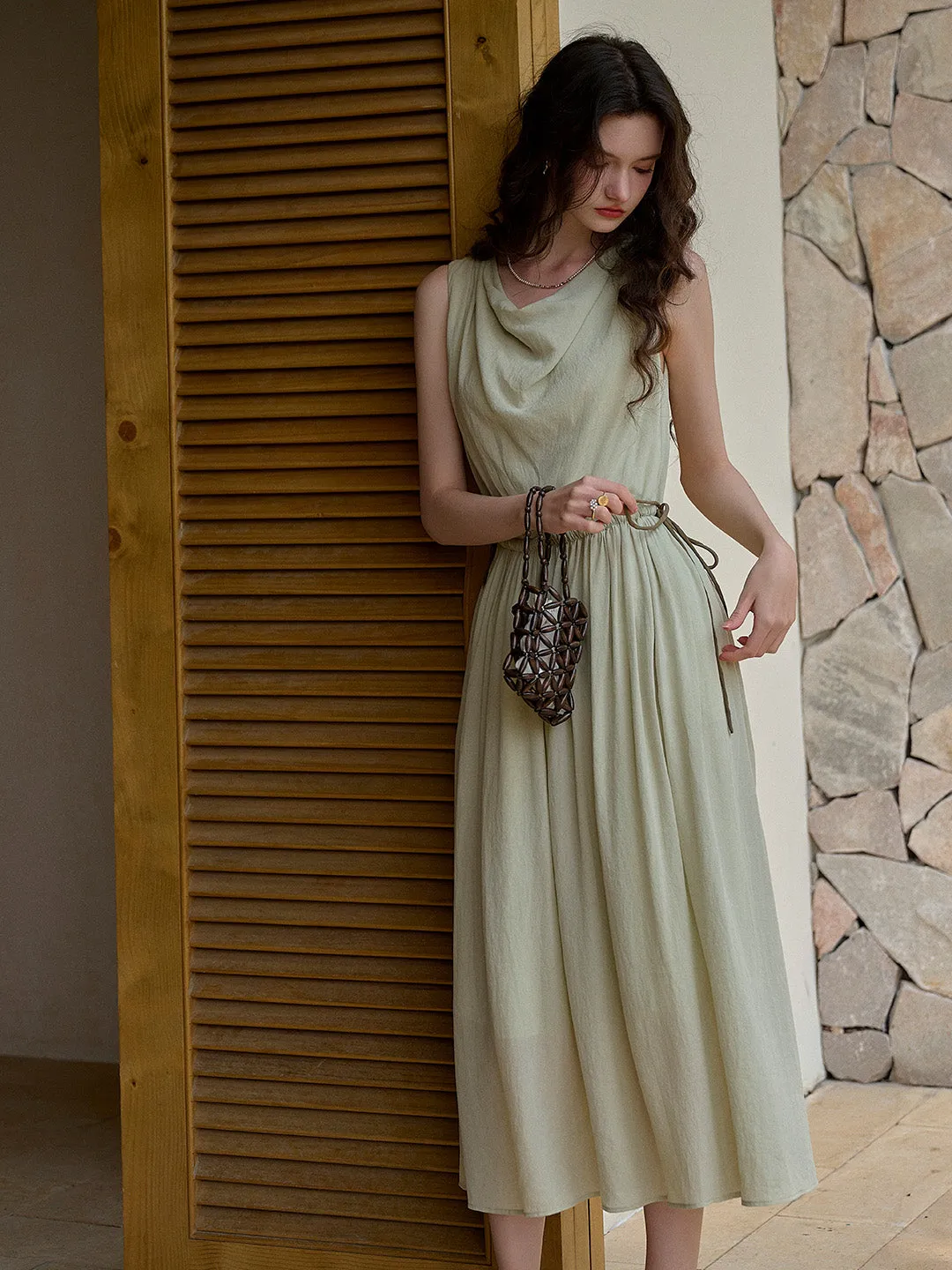 Tatum Cowl Neck Waist Sleeveless Dress