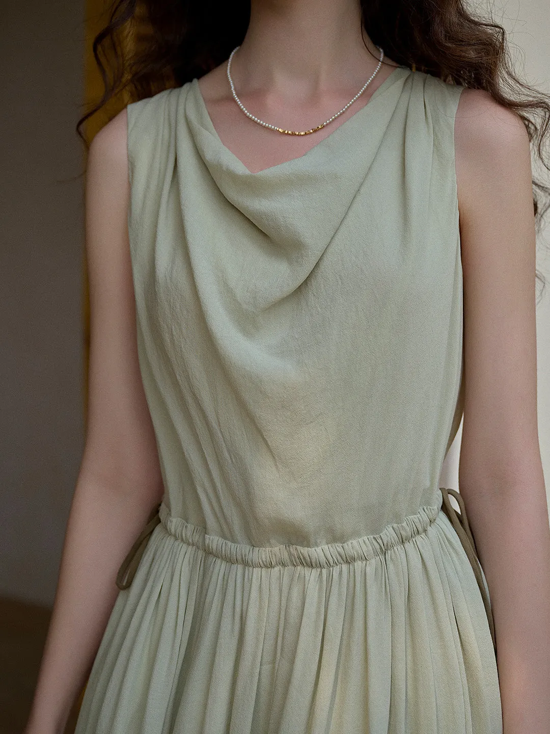 Tatum Cowl Neck Waist Sleeveless Dress