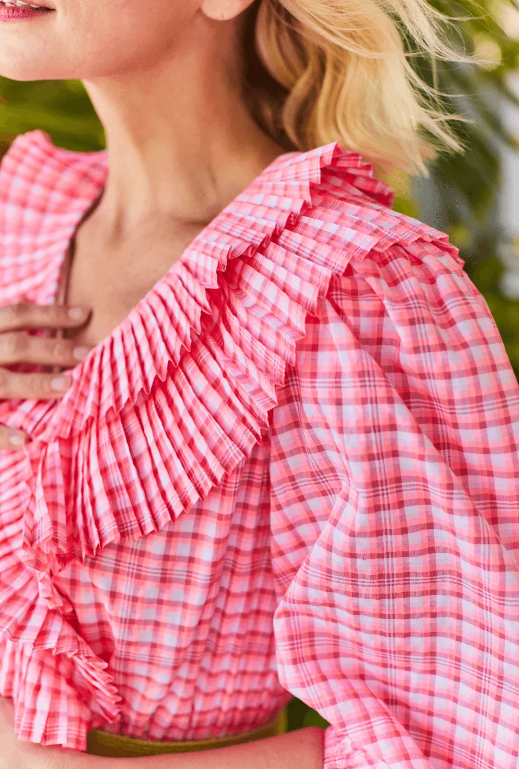 The Blanche Dress - Pink Seersucker