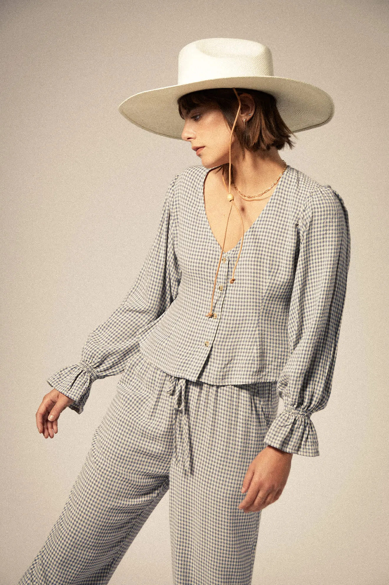 The Meadow Blouse - Azure Blue Gingham
