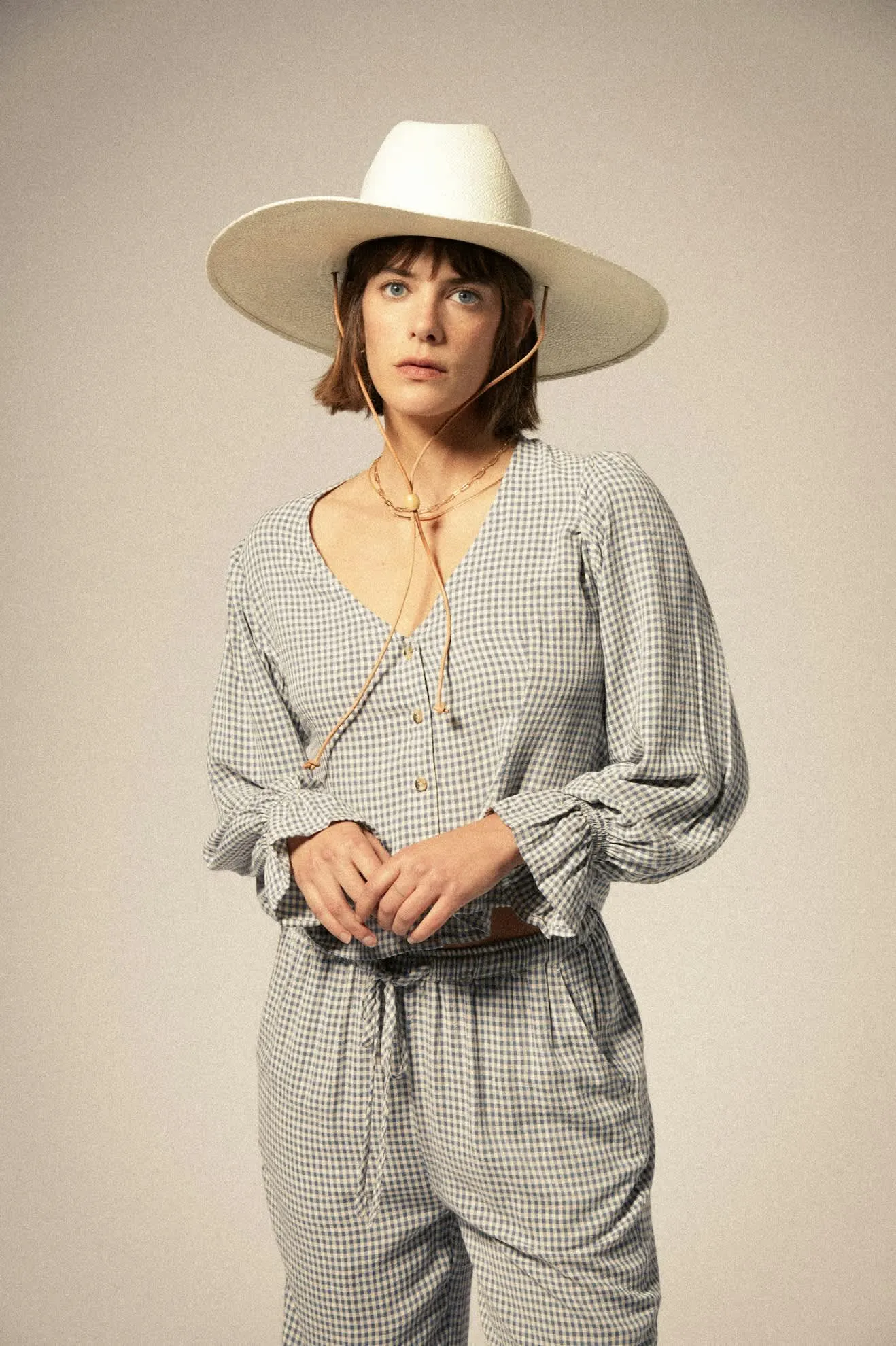 The Meadow Blouse - Azure Blue Gingham