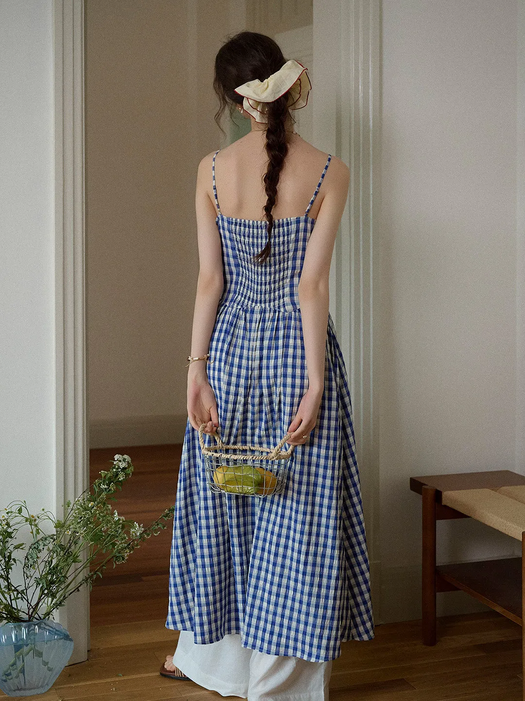 Tinsley Suspender Plaid Dress- Red