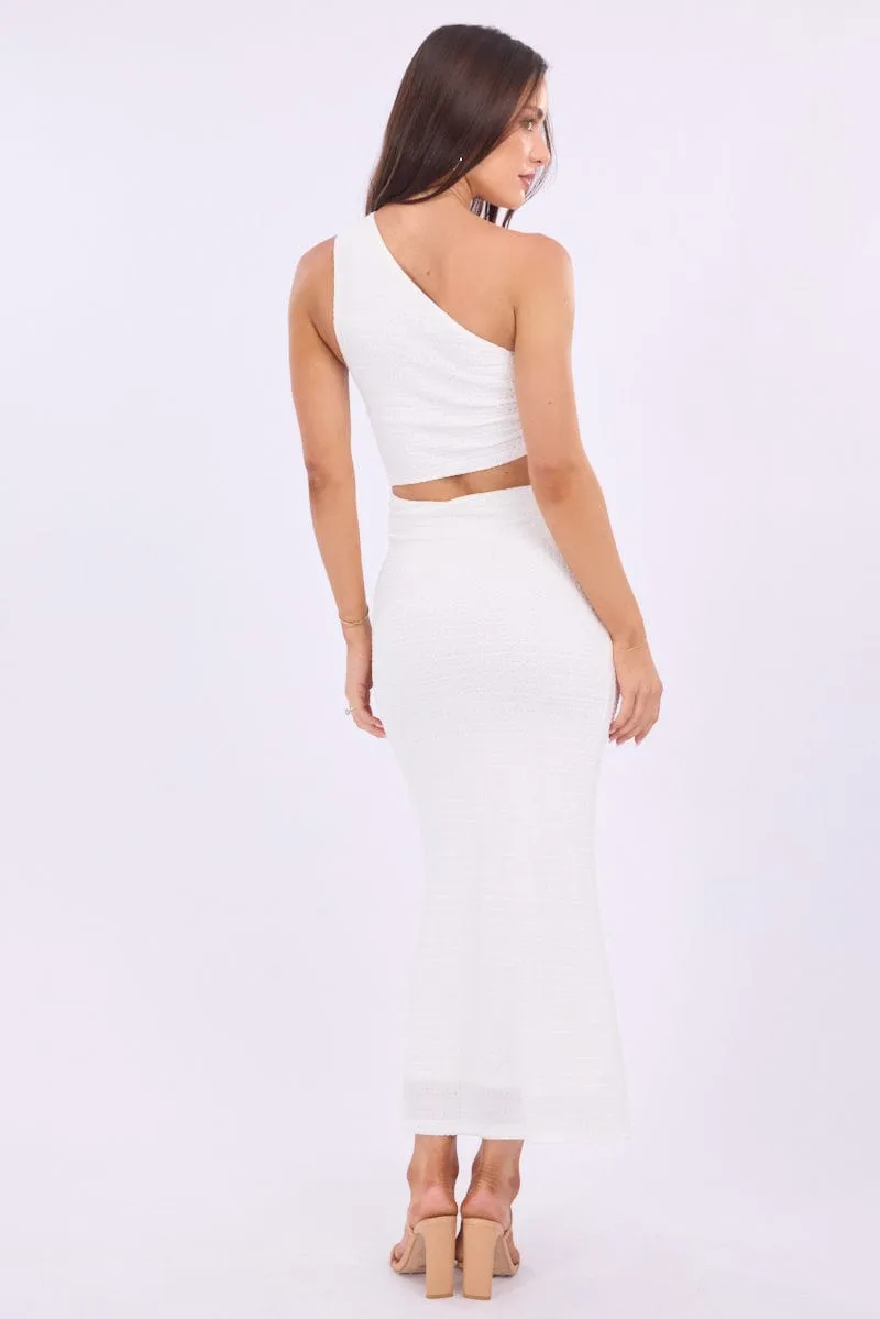 White Bodycon Dress One Shoulder Maxi