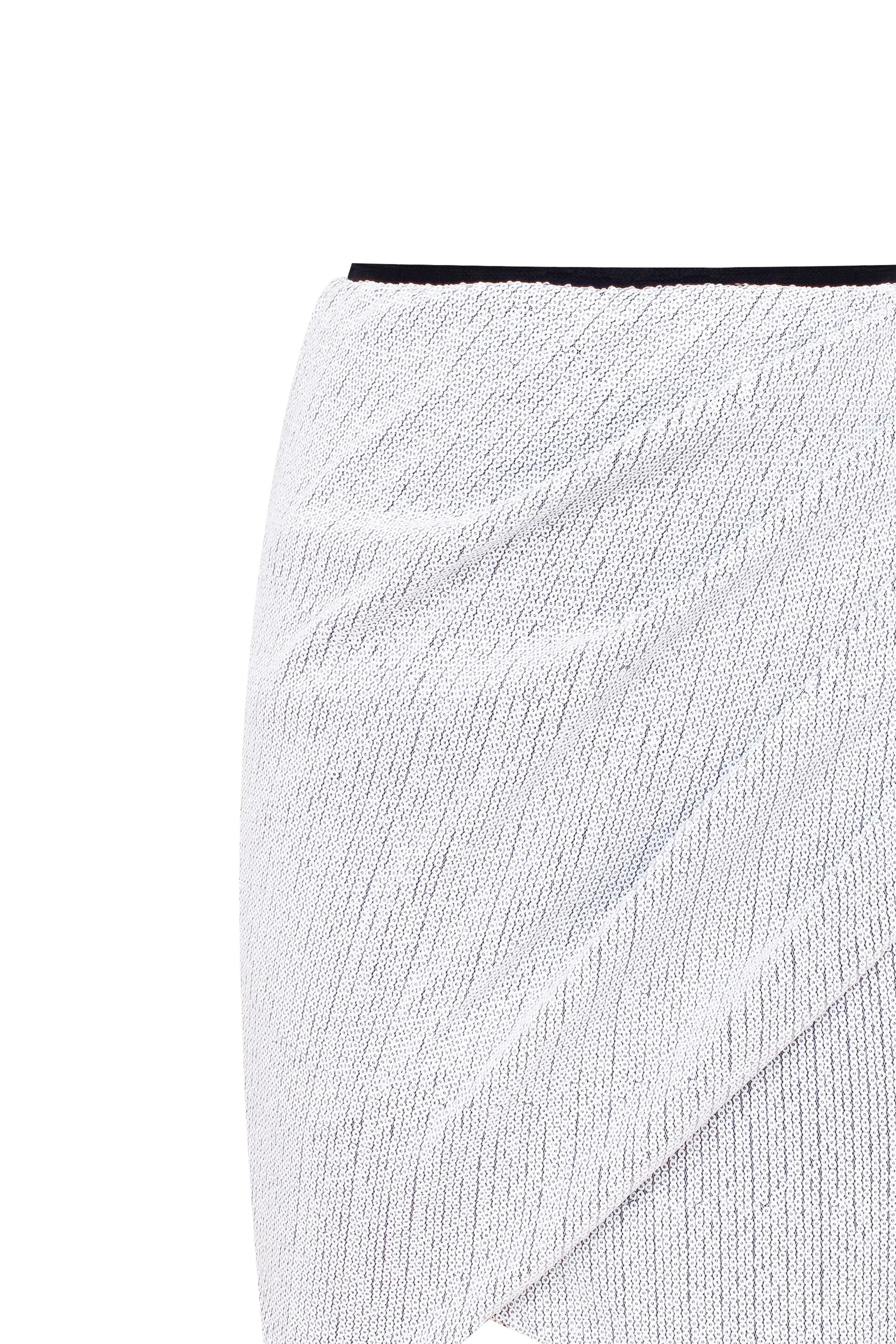 White sequined wrapped mini skirt, Midnight Walk