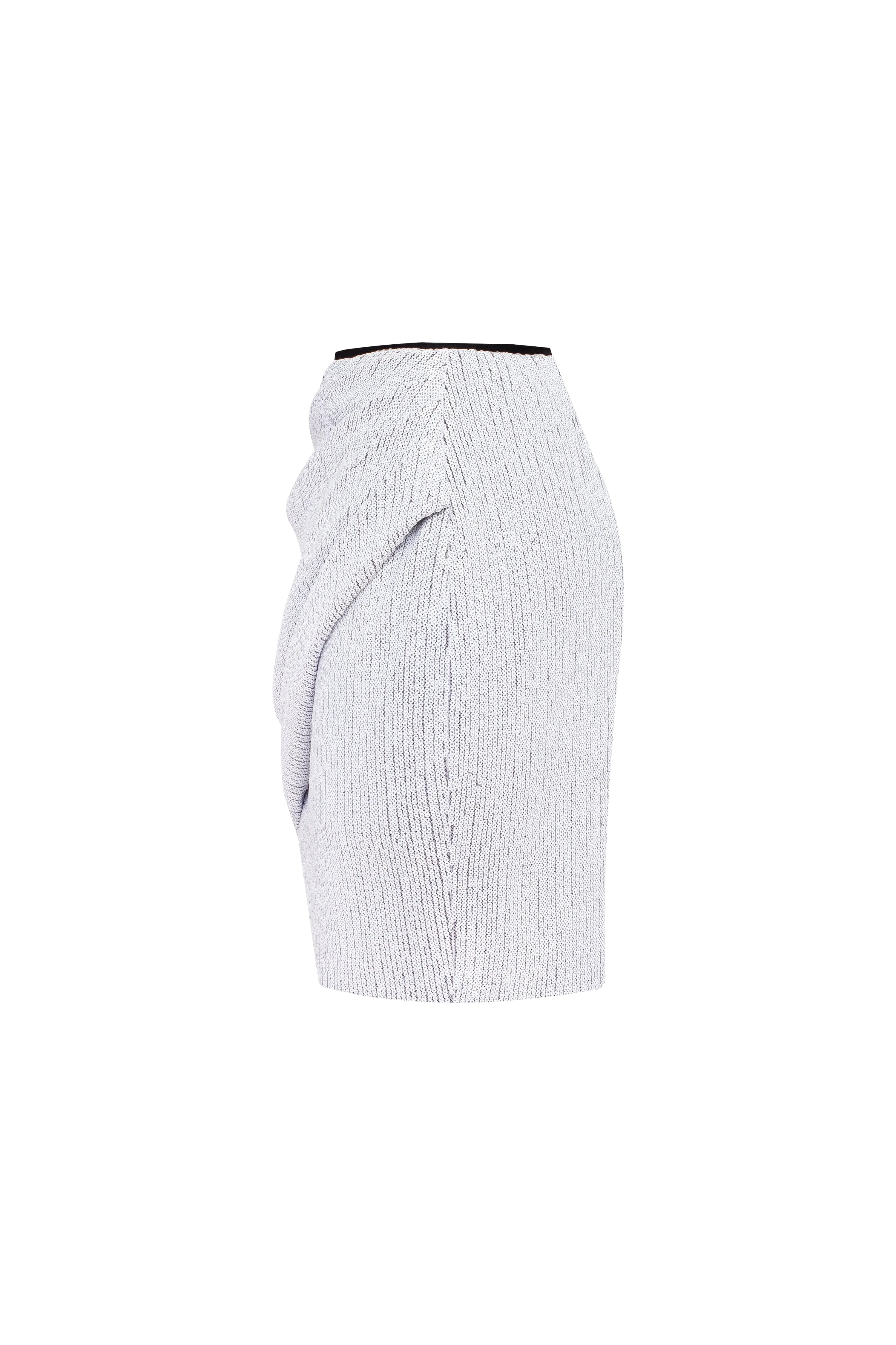 White sequined wrapped mini skirt, Midnight Walk
