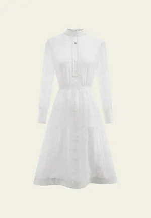 White Stand Collar Dress