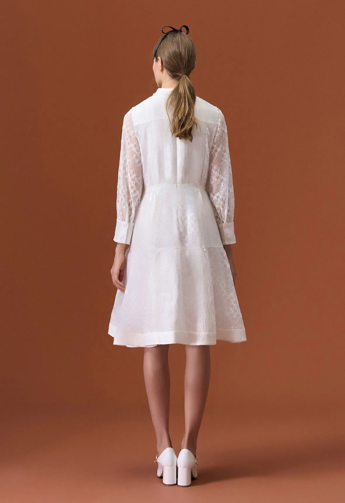 White Stand Collar Dress