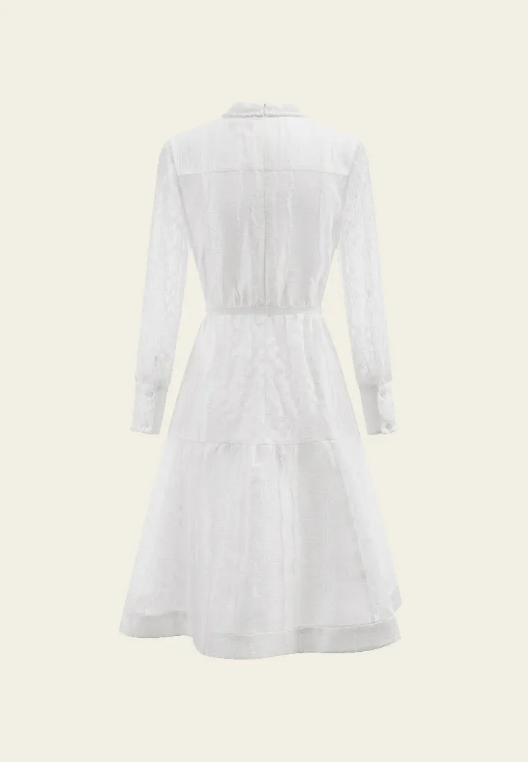 White Stand Collar Dress