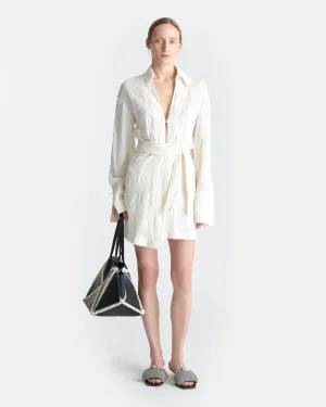 Yori - Seersucker Gauze Shirt Dress - White